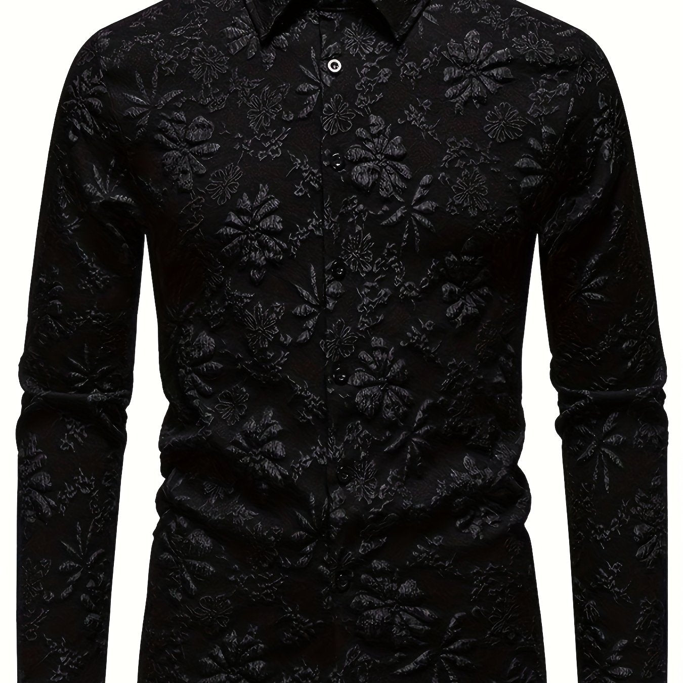 VELORA Men’s Floral Long‑Sleeve Shirt