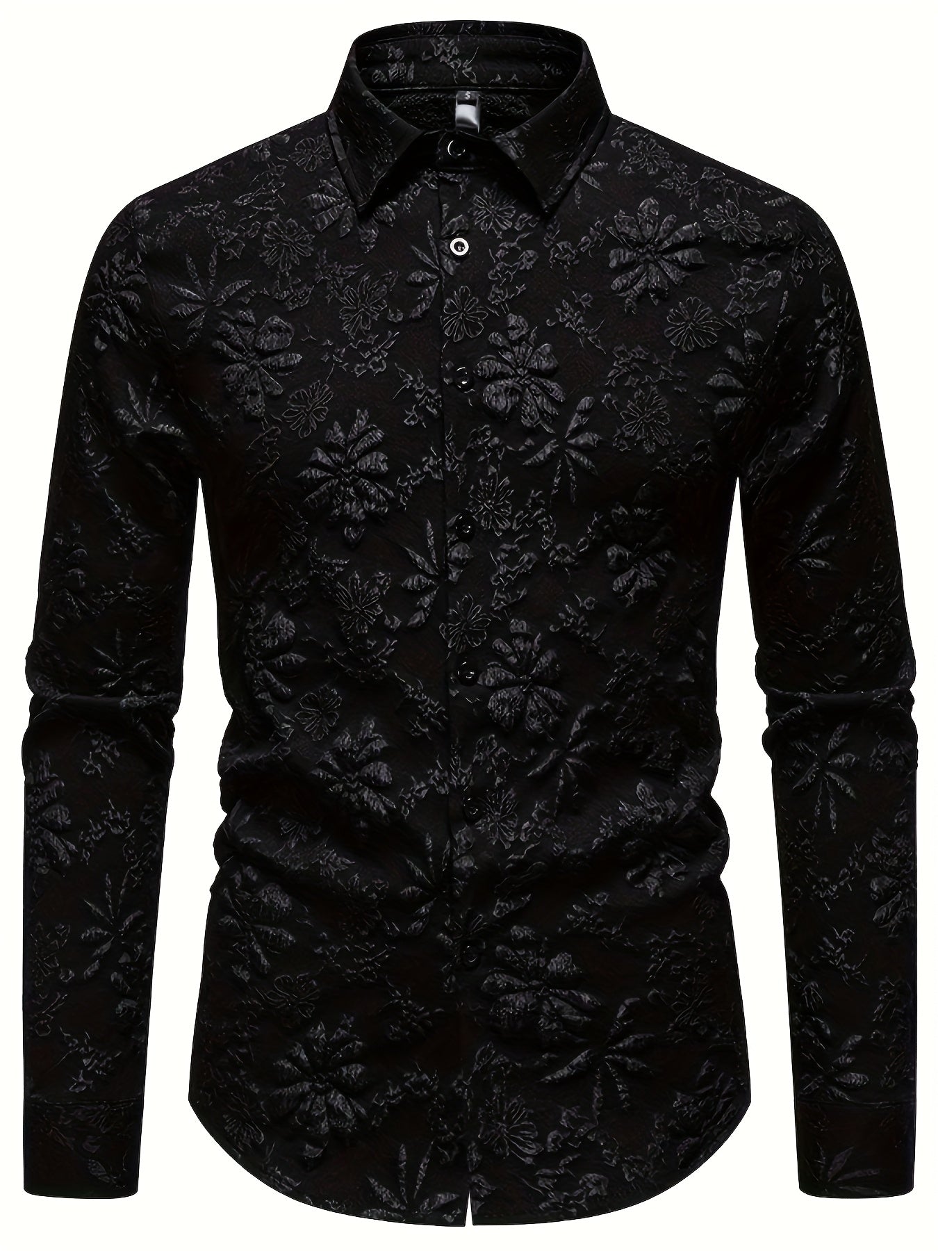 VELORA Men’s Floral Long‑Sleeve Shirt