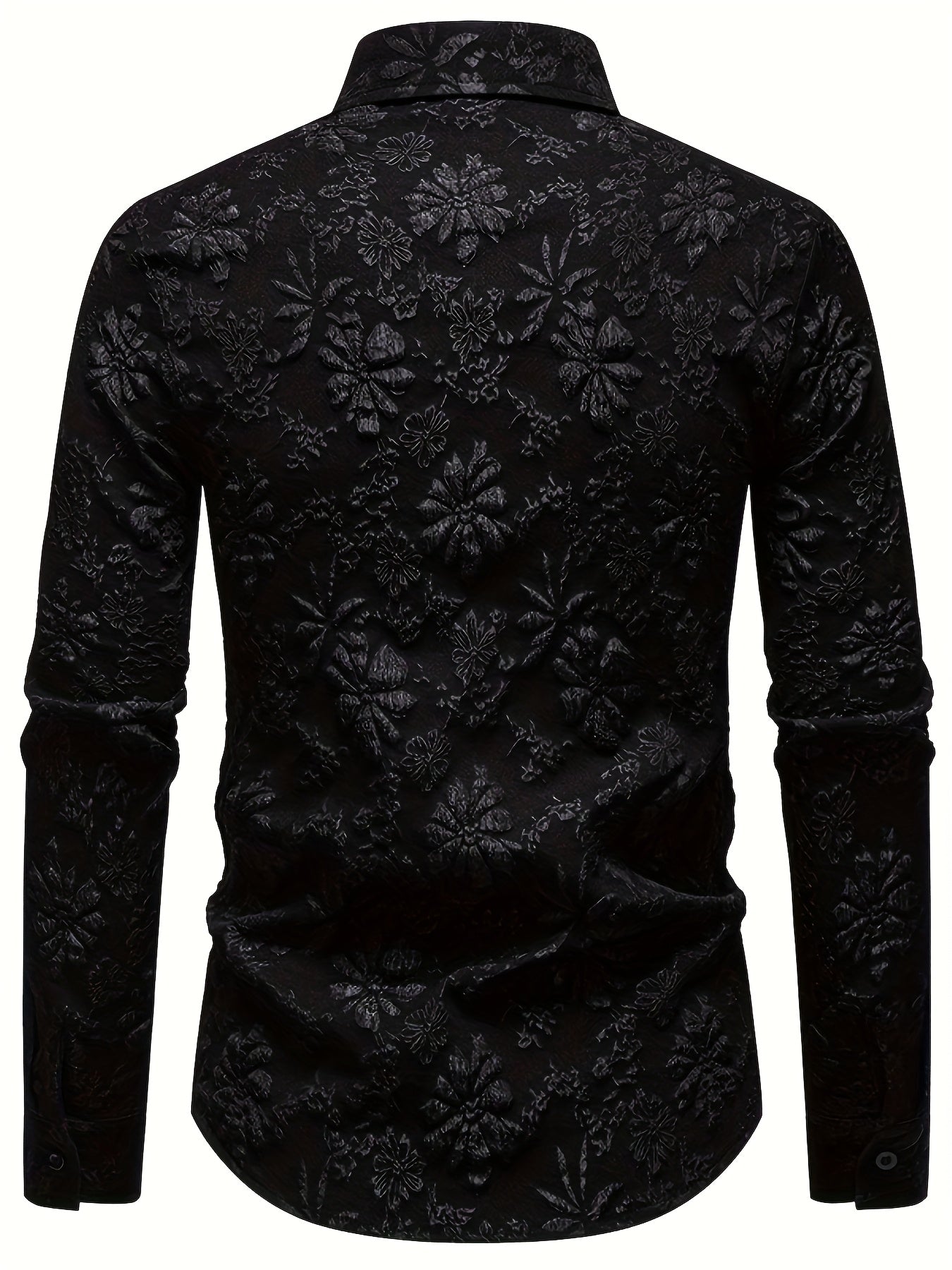 VELORA Men’s Floral Long‑Sleeve Shirt