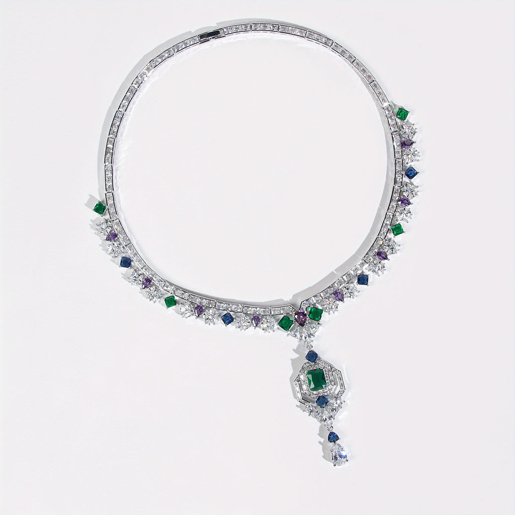 Elegant Bridal Teardrop Necklace  Earrings Set